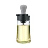 EUROXANTY Aceitera | Vinagrera | Botella para Aceite | Aceitera antigoteo | Dispensador de Aceite con Pincel de Cocina | Vinagrera y Aceitera de Cristal | Aceitera de Vidrio de 350 mL Gris