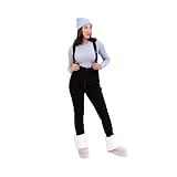 Verta Women's Ski Bibs Snow Pants Skinny: Insulated, Water Resistant & Stylish Winter Overalls for Cold Weather Adventures (Black, M)