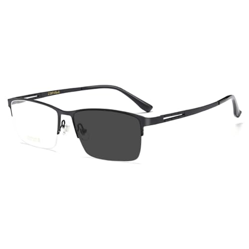 Genérico Gafas de Lectura para Hombre Lentes fotocromáticas ultraligeras de Titanio Puro con Media Montura Ajuste cómodo protección UV,Negro,+1.75