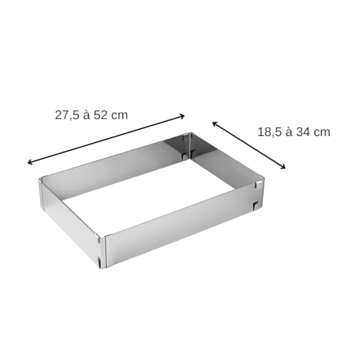 Zenker 'Patisserie' Backrahmen ausziehbar – Flexibel verstellbarer Tortenrahmen, Edelstahl, Spülmaschinenfest, Made in Germany, Silber