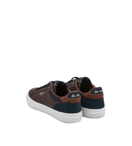 Pepe Jeans Para Homem. PMS30839 TéNis De Couro Castanho Kenton Court (41), Marrom, Plano, CordãO, Casual - 6