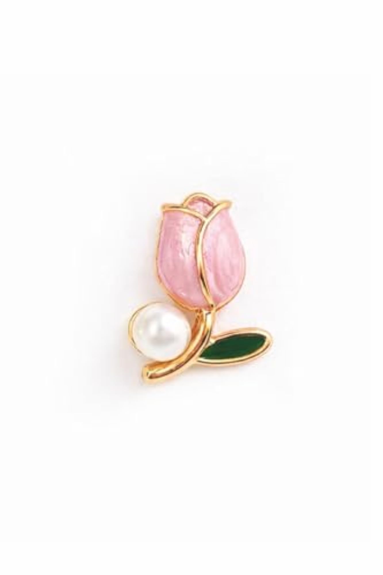 Women's Pink Tulip Flower Stud Earrings, Rose Gold Tone