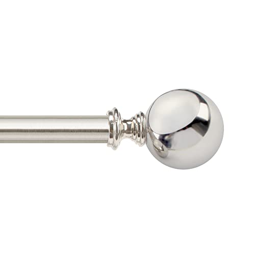 Image of Deco Window 2 Pcs 3 /4 Inch Adjustable Nickel Curtain Rod for Windows & Doors with Ball Finials & Brackets Set - 72 inch to 144 inch