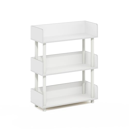Image of Furinno Turn-N-Tube 3-Tier Display Shelf, Storage Shelves, Book Shelf, Open Shelves with Rounded Corner Top Edges, for Organization and Storage, Living Room, Home Office, White