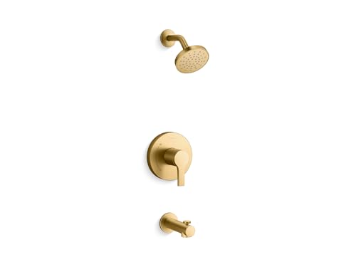 KOHLER TS35322-4H-2MB, Kit de Recorte para Bañera y Ducha Elate Rite-Temp con Ducha de Función Única 1.5 gpm, Acabado Brillante en Latón Moderno miniatura 1