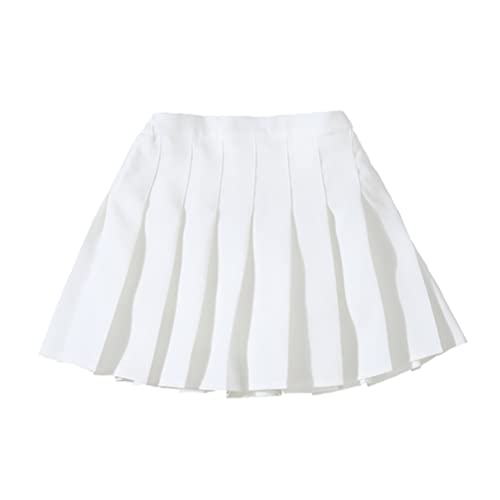 RUKOSU Toddler Baby Girls Pleated Skirt Elastic Waist School Uniform Mini Short Skirt, White, 5-6 Years