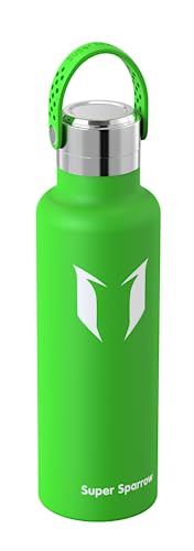 Super Sparrow Butelka do picia ze stali nierdzewnej 18/10 – ultralekki kubek termiczny – 500 ml – standardowa pokrywka elastyczna – bez BPA, termos do uprawiania sportu, podróży, szkoły, na zewnątrz