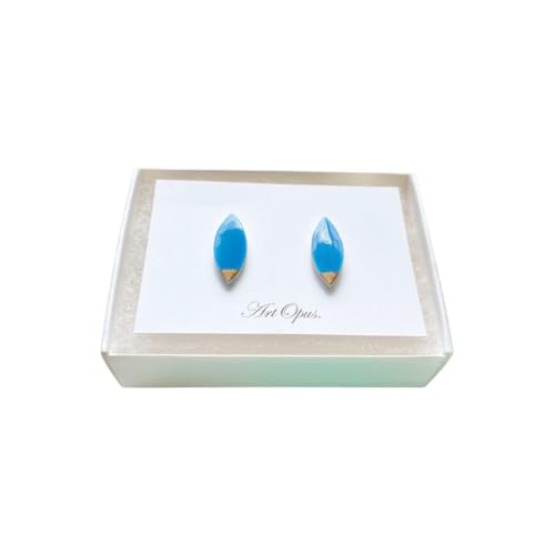 [ふるさと納税]茅ヶ崎市 湘南 陶磁器 ピアス 上品 かわいい レディース ギフト プレゼント 誕生日 母の日 お祝い サマーギフト ゴールド 金 アート アクセサリー Artopus.SHONAN イヤリング マーキス ブルー