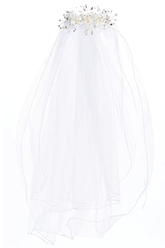 Pink Princess Girls First Communion Veil - 1st Communion Veil Holy - Head Pieces for Catholic Accessories - Velos de Primera Comunion