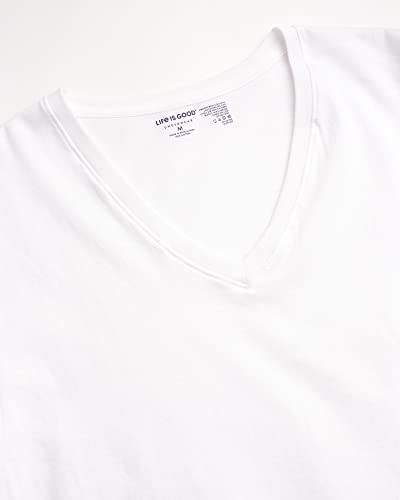 Life Is Good Men's Undershirts - Soft Breathable V-Neck T-Shirt (3 Pack), Size Large, White #TOP1