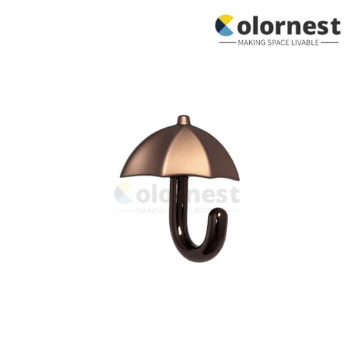Image of 1 Pc Metal Hooks for Wall - Heavy Duty Umbrella Design Wall Hooks for Hanging | Towel, Clothes Hanger for Bathroom, Kitchen & Entryway | Rose Gold