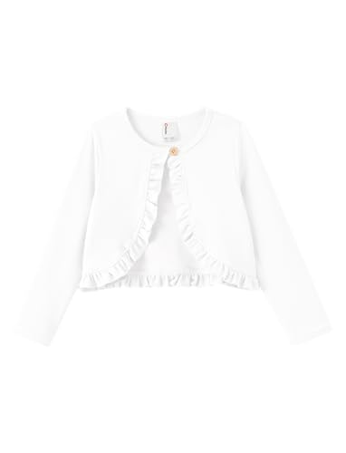 Image of PATPAT Girls Cardigan Bolero Size 4-12 Years Kids Knit Long Sleeve Ruffle Open Front Button Cover Up Cropped Tops for Girls