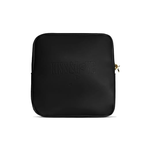 KISS&LOVE Cosmetic Bag - Makeup Bag, Small Toiletry Bags For Women, Mini Makeup Bag For Purse, Small Makeup Pouch, Pouches For Purse,Zipper Pouch, Mini Travel Makeup Bag, Cute Pouch Makeup Bag (Black)