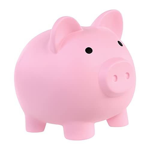 Piggy Bank Cute Plastic Pig Money Bank Adults Unbreakable Piggy Bank Pig Money Box Coin Bank Plastic Saving Coin Box for Boys Girls Kids (Pink)