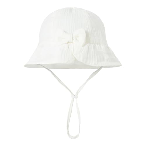 Baby Solid Color Cotton Bow Sun Hat Basin Hat 0 12 Months Men Shade Hat Large