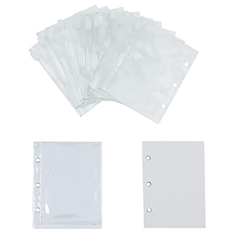 Mini Binder Pockets 3-Hole Refillable Notebook Innner Paper Loose Leaf Binder Pouches Photo Album Cover