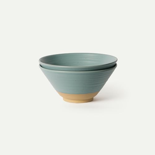 MORA Ceramic Ramen Bowl Set of 2, 45oz - Great for Pho, Miso Udon Soup, Instant Noodles, Serving, Thai or Asian Food - Microwave Safe Large Japanese Noodle Bowls, Modern Kitchen - Iris