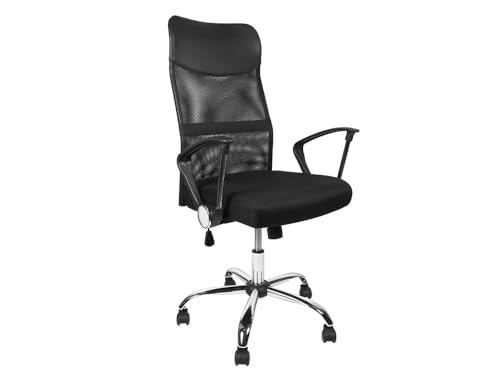 Q Connect Silla de direccion Base Metal Respaldo Alto Regulable en Altura 1110+100mm Alto Piel y Malla.