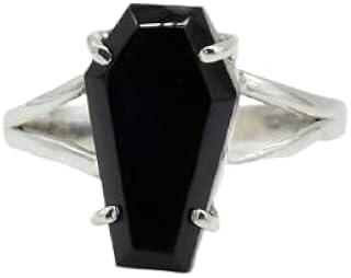 Black Onyx Gemstone silver ring, 10x17 mm Coffin Shape Gemstone ring, Beautiful Ring, Natural Black Onyx, Coffin silver ring, Boho Ring, Coffin Ring, Handmade Statement Ring, Gift For HerHim