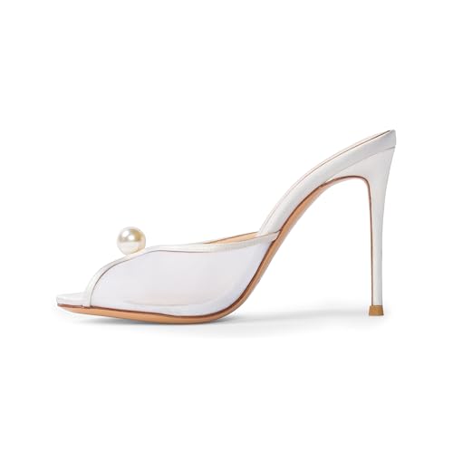 Mesh Mule Heels for Women with 4 Inch Stiletto Heel