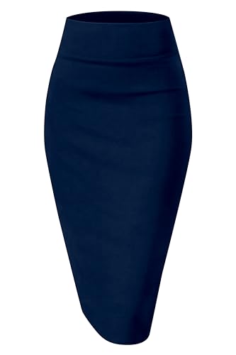 Image of TRENDMALLS Women's Knee Length Formal Pencil Skirt with Elastic Waist Band