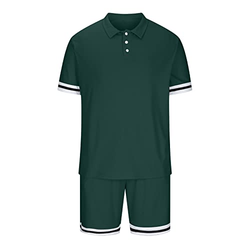 Men's Polo Shirt and Shorts Set 2 Piece Outfits Fashion Summer Tracksuits Short Sleeve Lapel Collar Casual Polo Shorts Suit4