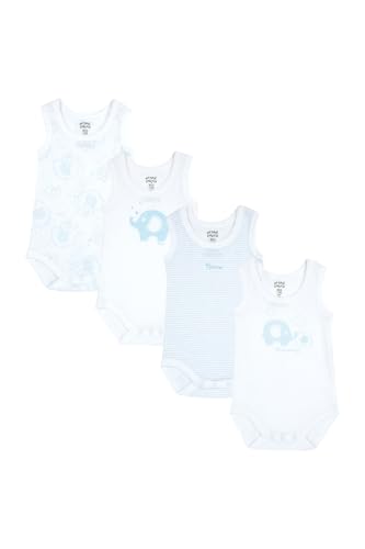 Chicco, Body Recién Nacido, Conjunto de 4 Bodies sin Mangas de Algodón 100% con Cómoda Abertura, Ropa Bebé Niño y Niña 0-3 Meses, Ideas de Regalo para Nacimiento