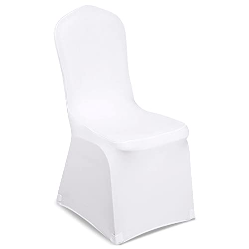 Vhorate Universell Weiße Elegante Stuhl 10 STK Polyester Und Elasthan Stuhlhussen Stuhlüberzug Husse Stuhlschutz universeller Esszimmerstuhl-Schonbezug für Hochzeit, Bankett und Party, 10 Stück Cover
