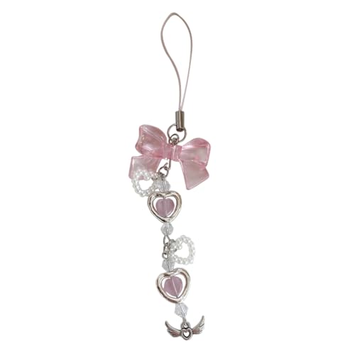 JSGHGDF Cute Strawberry Keychain Phone Charm Handmade Resin Material Bowknot Phone Strap Resin Material Gift for Women Girls