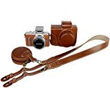 Bottom Opening Version Protective PU Leather Camera Case Bag for Olympus Pen Lite E-PL8 EPL8 with 14-42mm EZ F3.5-5.6 Lens with Strap Belt and Storage Card Case Brown