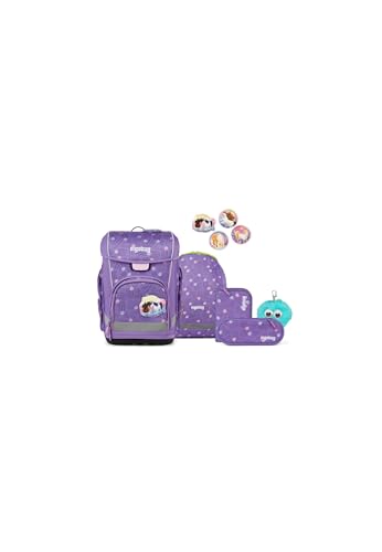 ergobag cubo Light Bundle Set AW25/26, ergonomischer Schulranzen, extra leicht, Set 6-teilig, 860 g PonyBäradies - Lavendel