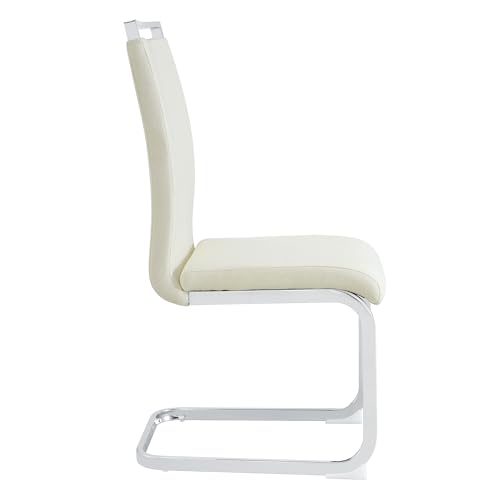 Image of Baysitone Modern Dining Chairs Set of 6, Side Dining Room Chairs, High Back Kitchen Chairs with Suede Fabric Padded Seat for Dining Room,Kitchen, Living Room Cream White