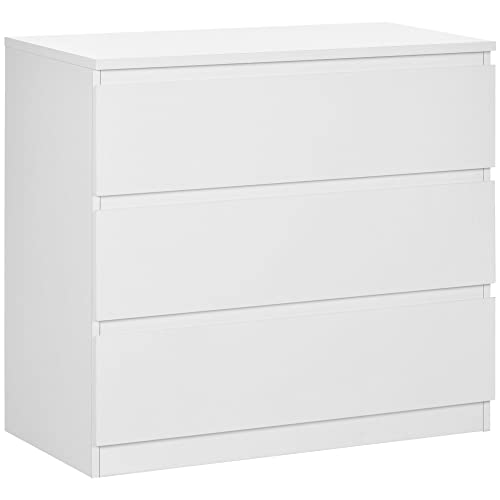 HOMCOM Commode 3 tiroirs Commode Chambre Meuble de Rangement épuré Style Moderne avec mécanisme de Fermeture en Douceur, pour Chambre à Coucher, Salon - 80 x 39 x 73...
