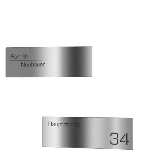 Plaque de boîte aux lettres inox 247x78 mm avec gravure laser de votre numéro de maison personnalisé