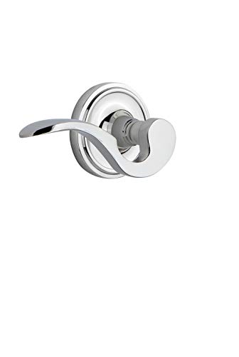 Image of Nostalgic Warehouse 762782 Classic Rose Right-Handed Manor Lever Privacy, Backset Size: 2.375 inch, Bright Chrome