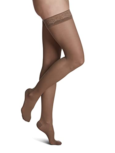 Image of SIGVARIS Women's Style Sheer 780 Closed Toe Thigh-Highs w /Grip Top 20-30mmHg