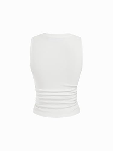 Image of CIDER Womens Tank Tops Sleeveless High Neck Ruched Crop Tops Going Out Casual Basic Ribbed Shirt Summer Fashion Clothing