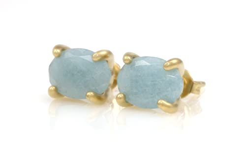 Boucles d'oreilles aigue-marine légères contre les irritations des oreilles sensibles