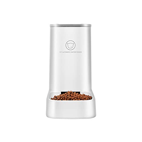 Automático Comida Gatos Comederos, Ocupa un área de 0.045 metros cuadrados, Más pequeño que el papel A4, Diseño extraíble, fácil de limpiar, Suministro de gravedad, sin comida atascada(3.8L/Blanco) Cover