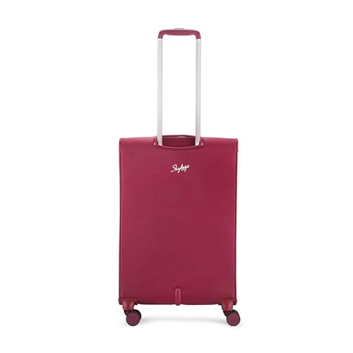 Image of Skybags Liteaer Check-in Trolley Bag - Medium, 69cms | Premium Soft-Sided Luggage for Travel with Smooth 8 Wheels & TSA Lock - Red