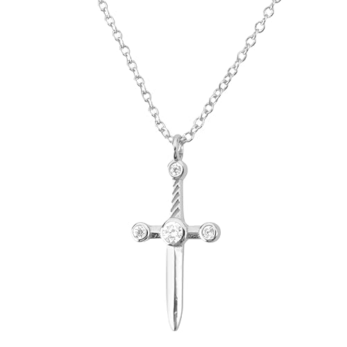 Pendentif katana en argent sterling et dague en CZ brillant, un bijou gothique unisexe unique