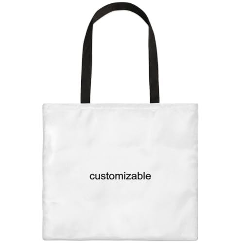 CHdoomuu Sacolas de lona personalizadas para mulheres, sacolas de supermercado personalizadas com texto do logotipo da sua foto, reutilizável para praia, viagens, Multicolorido1, Medium