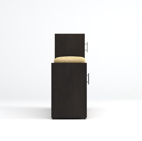 Image of DesignFit 8 Shelves Engineered Wood Shoe Rack with Cushion Seat | L-Shape Shoe Storage Cabinet Organizer for Hallway, Bedroom, Living Room and Home - 142X36X90 cm (Wenge Finish)