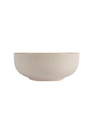Image of miah decor Ceramic Serving Bowl | Speckled Ivory Rustic Stoneware Style Bowl for Rice, Curry, Gravy & Salad | Deep Multipurpose Serving Dish for Parties & Family Meals (Style 10)
