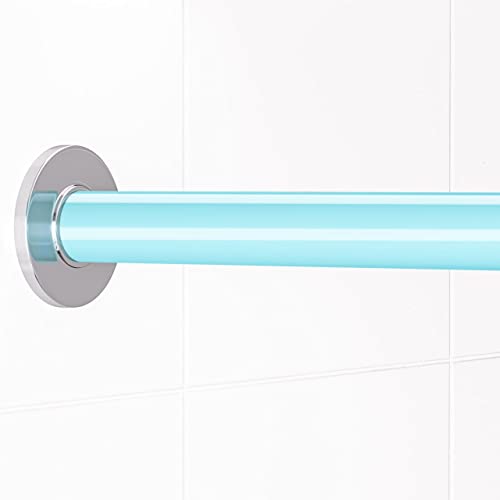 TidyFriend Plastic Shower Rod Cover 58 Inch (2 Covers) - Smooth Glide Shower Curtain Rod Cover for Straight Shower Rods Rust Cover and Bathroom Decor Upgrade Easy Slip On Design (Sky Blue)