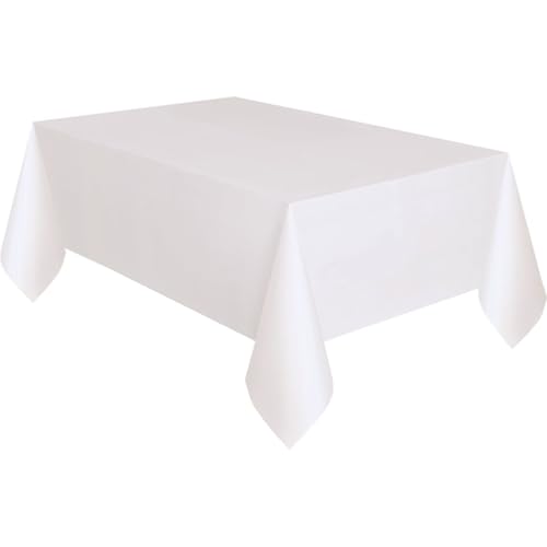 Unique Party 5095 - Mantel de Plástico, Blanco, 2,74 m x 1,37 m