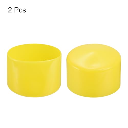 Image of uxcell 2pcs Rubber End Caps 65mm(2 9 /16 inch) ID Vinyl Round Tube Bolt Cap Cover Screw Thread Protectors Yellow, 40mm Height