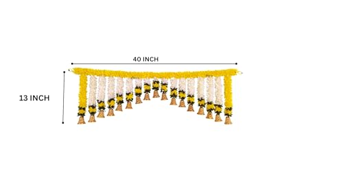 Image of Afarza Toran for Door Entrance Bandarwal Festival Relegious Handmade Home Decoration Hanging (Yellow)