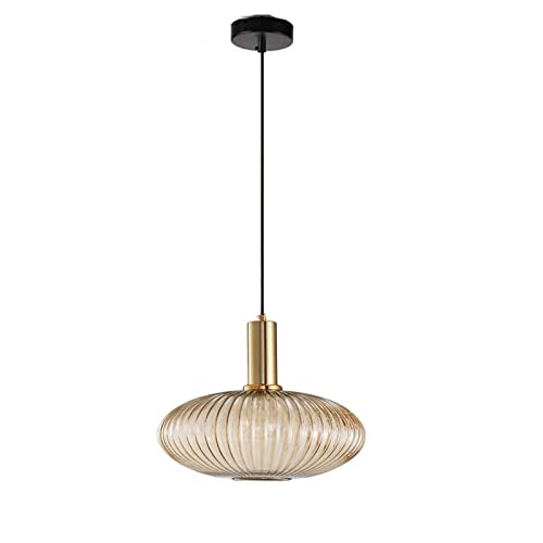 Mzsus 11.8'' Glass Pendant Light,Gold Copper Pendant Light Socket With Amber Glass Pendant Lamp Shade,Led Hanging Lamp (Amber) #TOP6