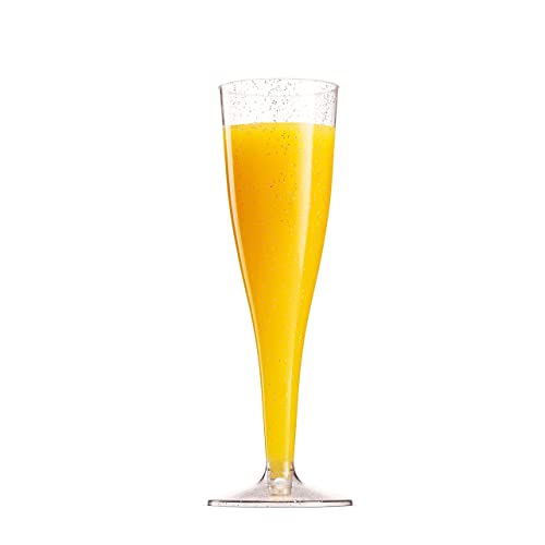 50 Plastic Champagne Flutes - Disposable Champagne Flute - Silver Glitter Plastic Champagne Glasses For Parties, Mimosa Bar, Events, Wedding And Shower Party Supplies - Toasting Cocktail Cups #TOP6